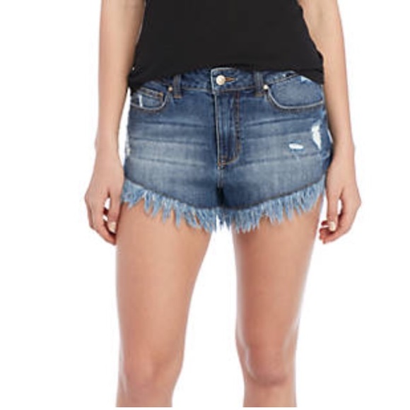 Celebrity Pink Womens Mid Rise Frayed Slit Hem Shorts